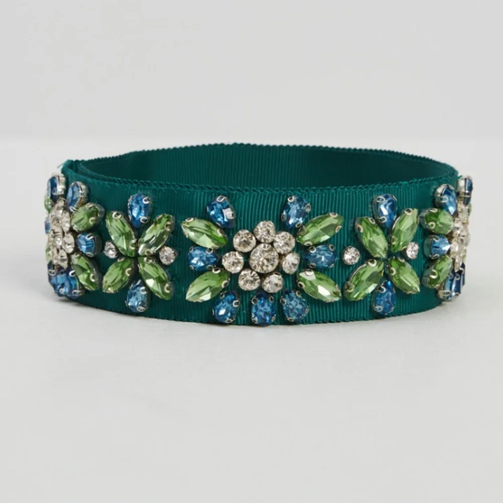 Pennyblack by Max Mara Green Belt with Rhinestones Size: Small Spring/ Summer